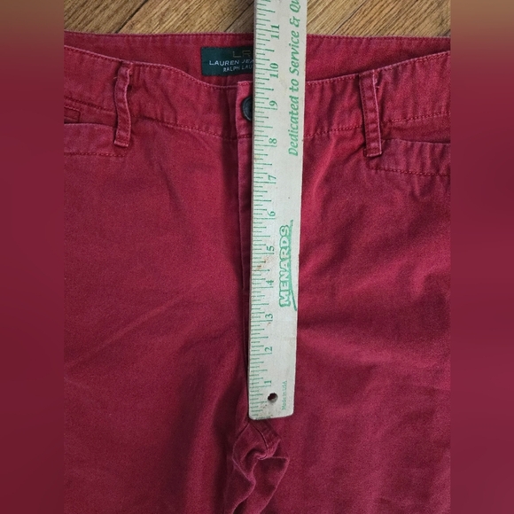 LRL Lauren  Jeans Co Womens 10 Red 100% Cotton Capri Preppy Casual chino - Picture 10 of 11